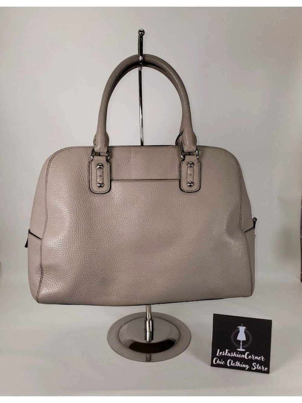 Michael Kors Women's Grey Leather Dome Satchel 1522 - Picture 12 of 15